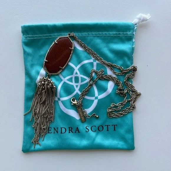 Kendra Scott Gold and Burnt Orange Rayne Pendant Necklace - Picture 6 of 14